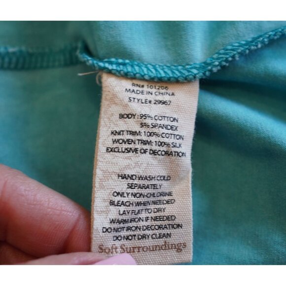 Soft Surroundings Teal Embroidered Beaded Tunic Dress Large‎ Boho Luxe - Picture 9 of 10